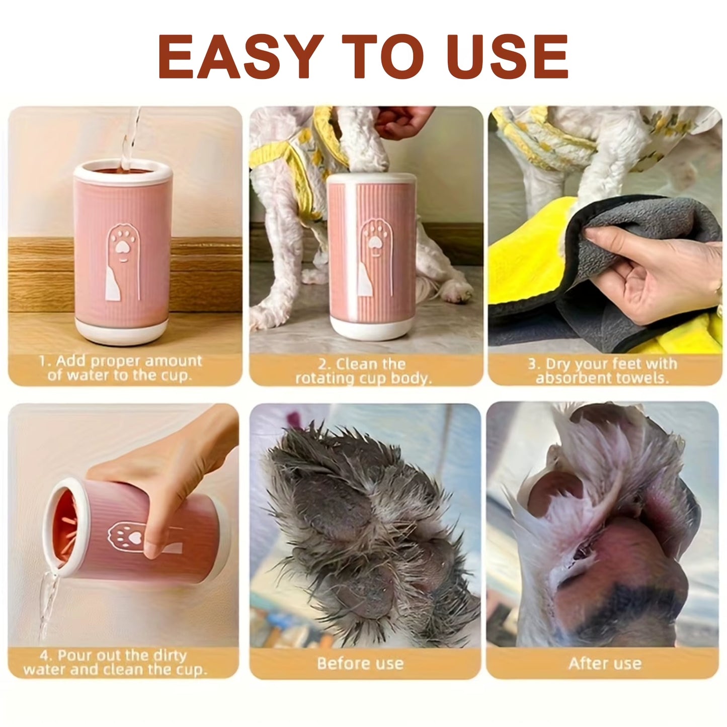 Pet Foot-Washing Cup Cat Dog Paw Cleaner Pet Cat Dog Paws Easy Cleaning No Scrubbing Cup for Small Medium Large Breed Dogs Cats