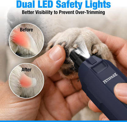 Dog Nail Grinder Quiet, 6-Speed Rechargeable Dog Nail Trimmer with LED Light, Dual Pet Nail Grinder for Dogs & Cats, Low Noise Professional Nail Grinder for Dogs