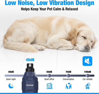 Dog Nail Grinder Quiet, 6-Speed Rechargeable Dog Nail Trimmer with LED Light, Dual Pet Nail Grinder for Dogs & Cats, Low Noise Professional Nail Grinder for Dogs